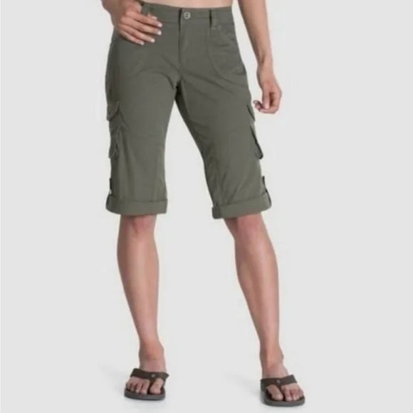 Kuhl Pants - 🌍 KUHL SZ 2 Kontra Convertible Hiking Capri Short Green Roll Up Cargo B11